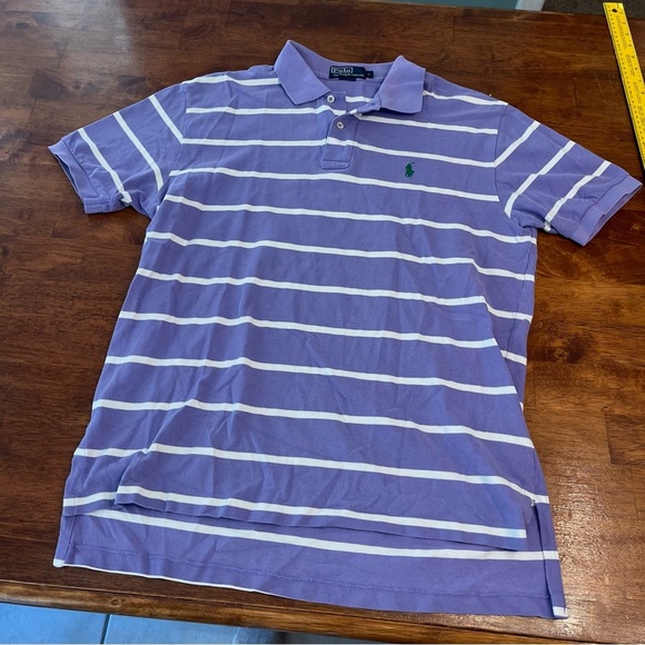 Polo Ralph Lauren Men's Purple and White Striped Polo Shirt size Large - Picture 1 of 5